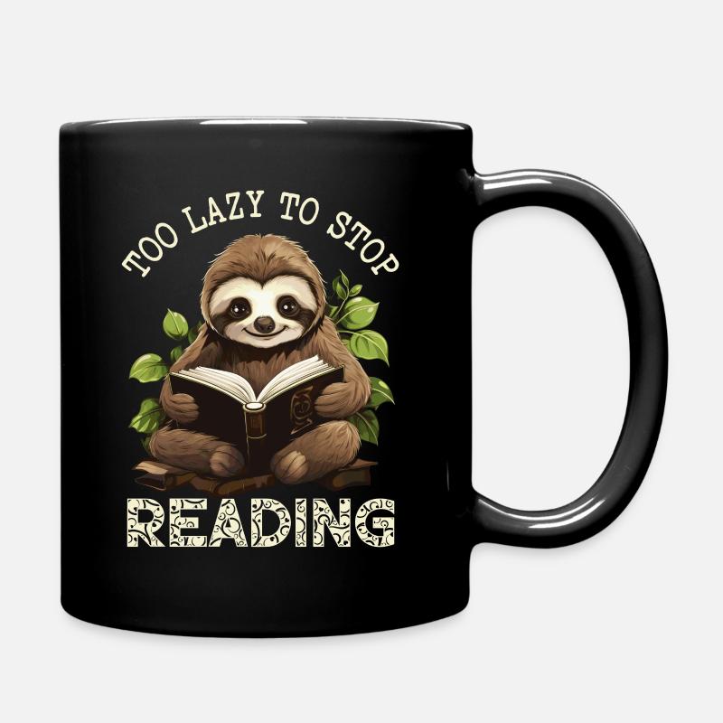 Bücher Lesen Faultier - Tasse einfarbig - Schwarz