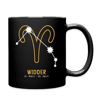 Sternzeichen Illustration Widder - Tasse einfarbig - Schwarz - Rechts