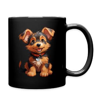 Chibi-Hund - Tasse einfarbig - Schwarz - Rechts