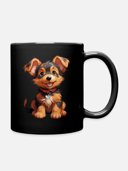 Chibi-Hund - Tasse einfarbig - Schwarz