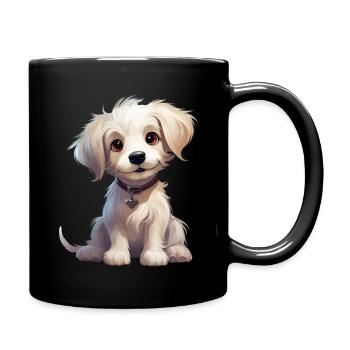 Chibi-Hund - Tasse einfarbig - Schwarz - Rechts