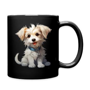 Chibi-Hund - Tasse einfarbig - Schwarz - Rechts