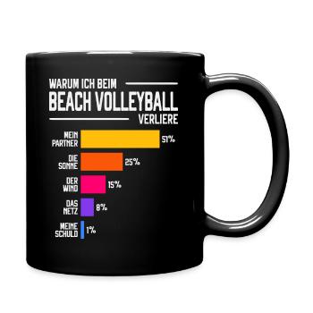 Warum ich beim BeachVolleyball Verliere - Tasse einfarbig - Schwarz - Rechts