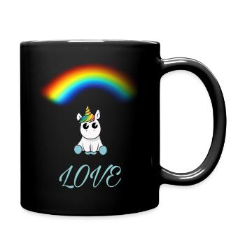 Licorne AVEC ARC-EN-CIEL - Mug uni - noir - Droite