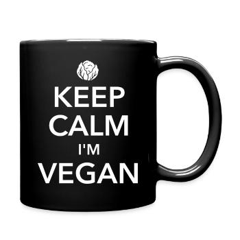 Restez calme Je suis végétalien - Reg dich ab - Spruch - Mug uni - noir - Droite