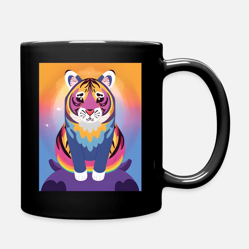 Mignon tigre arc-en-ciel - Mug uni - noir