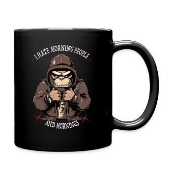 Monkey Monkey Morgenmuffel - Je déteste les gens du matin - Mug uni - noir - Droite