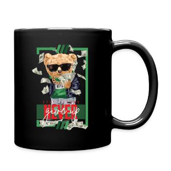 Ours riche en argent - restez fort et n’abandonnez jamais - Mug uni - noir - Droite