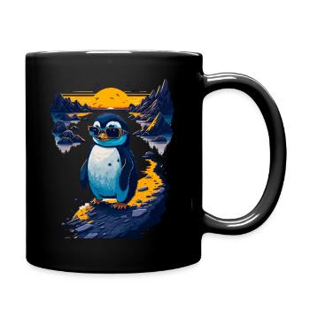 Niedlicher Pinguin - Tasse einfarbig - Schwarz - Rechts