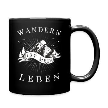 WANDERN IST MEIN LEBEN - Urlaub Wanderer Berge - Tasse einfarbig - Schwarz - Rechts
