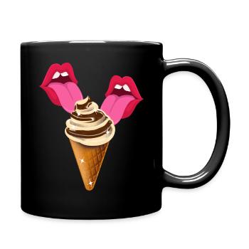 Ice licking tongue - Full Colour Mug - black - Right
