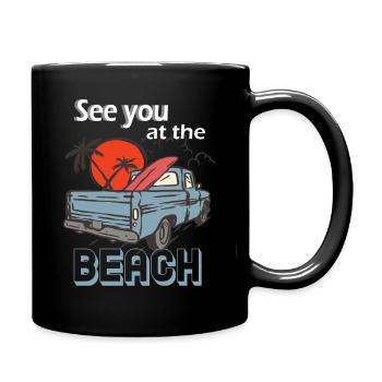 See you at the beach Beachlove Sunset - Tasse einfarbig - Schwarz - Rechts