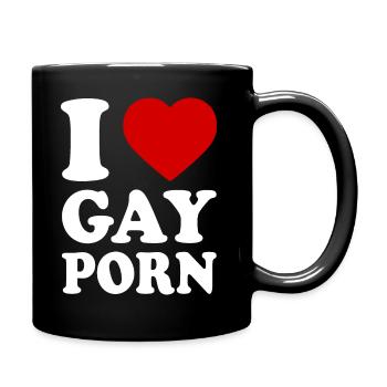 I love gay porn - Tasse einfarbig - Schwarz - Rechts
