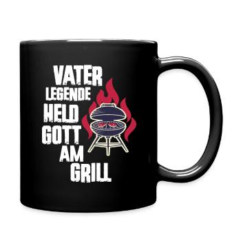 Vater Legende Held Gott am Grill - Tasse einfarbig - Schwarz - Rechts