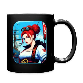 Cool red-haired pirate in I'm Steampung Style - Full Colour Mug - black - Right