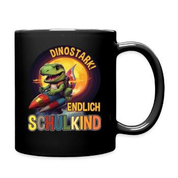 Kids Dino School Enrollment Schoolchild 2023 School Cone - Full Colour Mug - black - Right