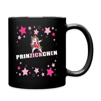 Prinzessin Prinzickchen Einhorn - Tasse einfarbig - Schwarz - Rechts