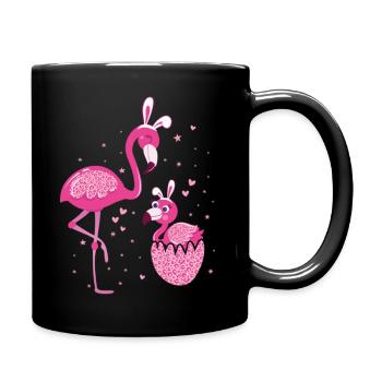 Easter Flamingo Mom and Kid Love Leopard Print - Full Colour Mug - black - Right