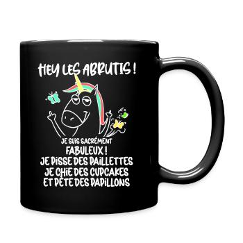 Licorne Paillettes Message Drôle - Mug uni - noir - Droite