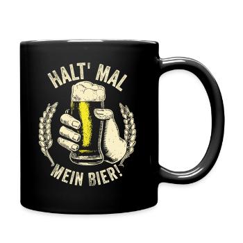 Halt mal mein Bier - Retro Biertrinker und Macher - Tasse einfarbig - Schwarz - Rechts
