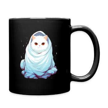 Gruselige Halloween Katze - Tasse einfarbig - Schwarz - Rechts