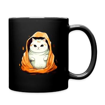 Gruselige Halloween Katze - Tasse einfarbig - Schwarz - Rechts