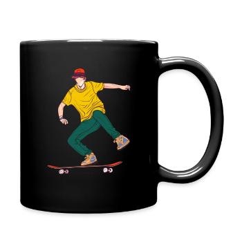 SKATER , comic, Zeichnung - Tasse einfarbig - Schwarz - Rechts