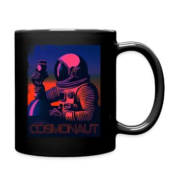 COSMONAUT mit KAFFEE V2, neon magenta - Tasse einfarbig - Schwarz - Rechts