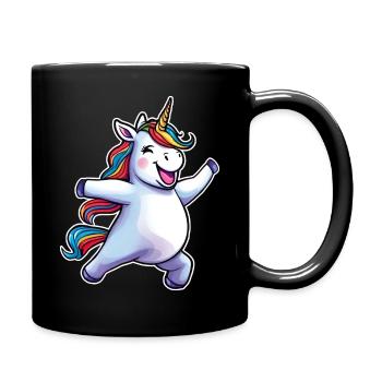 Cute funny dancing unicorn - Full Colour Mug - black - Right