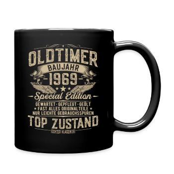 Oldtimer 1969 Jahrgang geboren Geburtstag Geschenk - Tasse einfarbig - Schwarz - Rechts