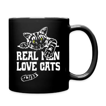 Real Men Love Cats - Tasse einfarbig - Schwarz - Rechts