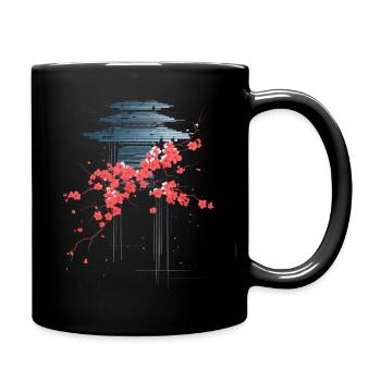 Cerisier japonais Fleurs de cerisier Vaporwave Glitch esthétique - Mug uni - noir - Droite