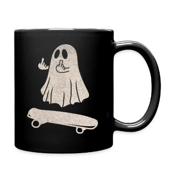 Skating Mittelfinger Gespenst - Tasse einfarbig - Schwarz - Rechts