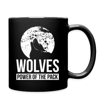 WOLVES POWER OF THE PACK | WOLF LOVER GIFT - Full Colour Mug - black - Right