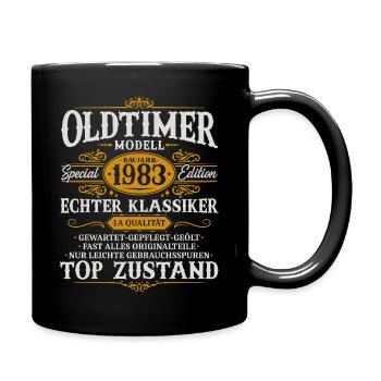 Oldtimer Baujahr 1983 Jahrgang Geburtstag Geschenk - Tasse einfarbig - Schwarz - Rechts