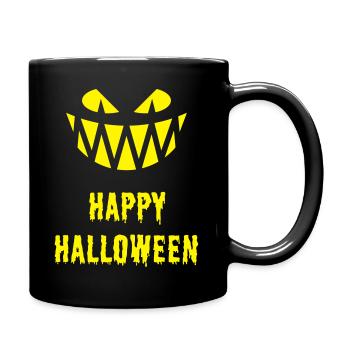 Joyeuse grimace d’Halloween (Sourire / Dents / Jaune) - Mug uni - noir - Droite