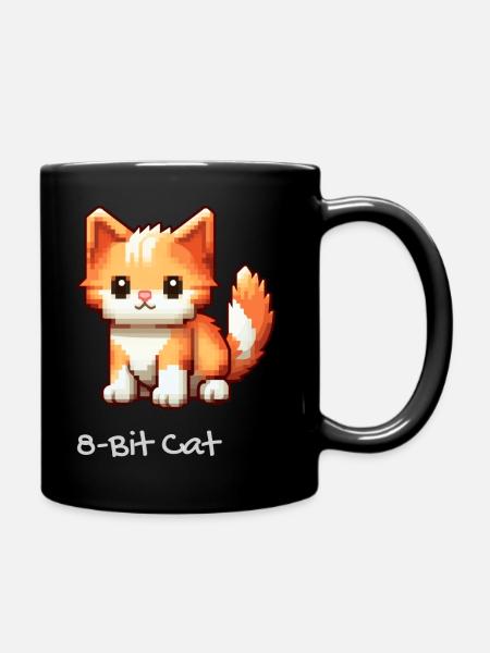 8 bit Cat - Tasse einfarbig - Schwarz