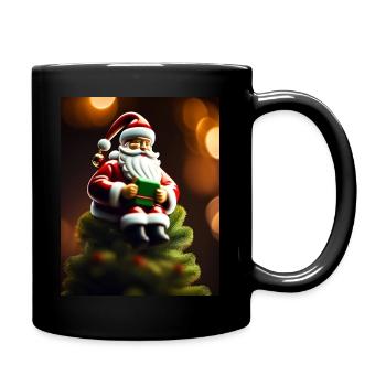 Père Noël au sommet d’un sapin de Noël - Mug uni - noir - Droite