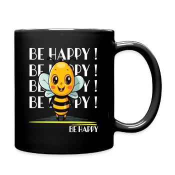 Niedliche Biene Be Happy - Tasse einfarbig - Schwarz - Rechts