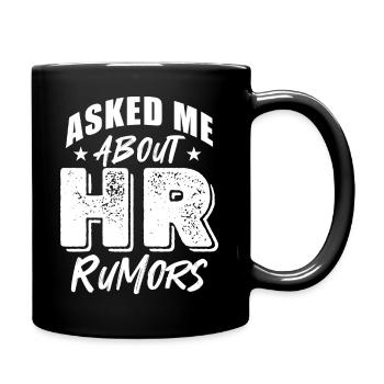 Ask me about HR rumours - Tasse einfarbig - Schwarz - Rechts