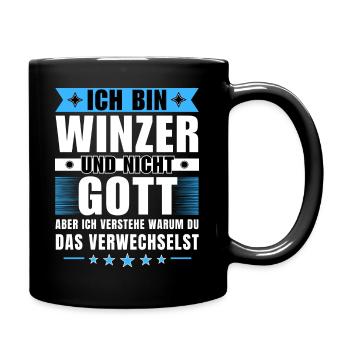 Ich bin Winzer und nicht Gott - Tasse einfarbig - Schwarz - Rechts