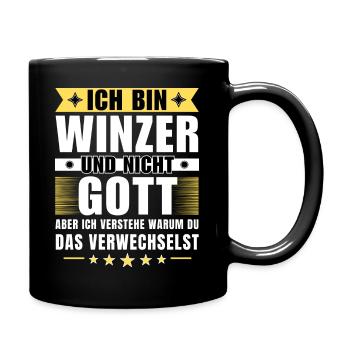 Ich bin Winzer und nicht Gott - Tasse einfarbig - Schwarz - Rechts