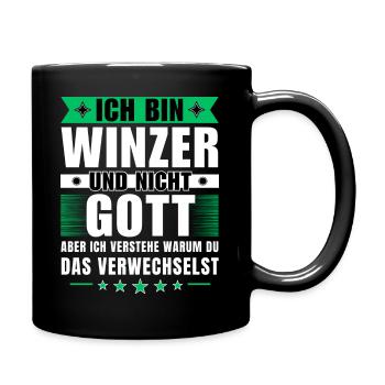 Ich bin Winzer und nicht Gott - Tasse einfarbig - Schwarz - Rechts
