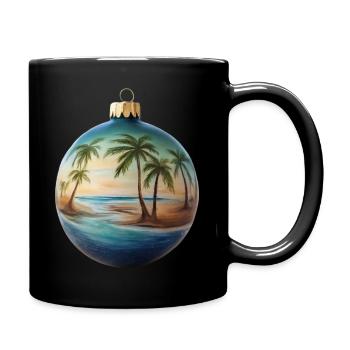 Weihnachtskugel mit Strand - Tasse einfarbig - Schwarz - Rechts