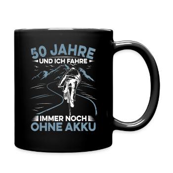 50 Jahre Akkufrei - Ideales Geburtstagsgeschenk - Tasse einfarbig - Schwarz - Rechts