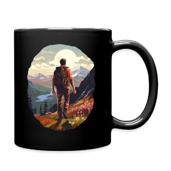 Hiking in the mountains - Full Colour Mug - black - Right