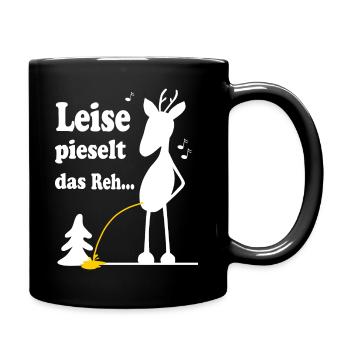 Weihnachtslied Schnee Reh - Tasse einfarbig - Schwarz - Rechts