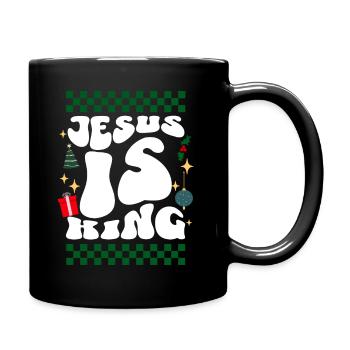 Jesus is King Christians Xmas Retro Ugly Christmas - Full Colour Mug - black - Right