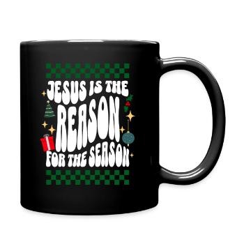 Jesus is the Reason for the Season: Ugly Christmas - Full Colour Mug - black - Right