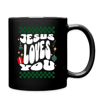 Jesus loves You - Christians Retro Ugly Christmas - Full Colour Mug - black - Right
